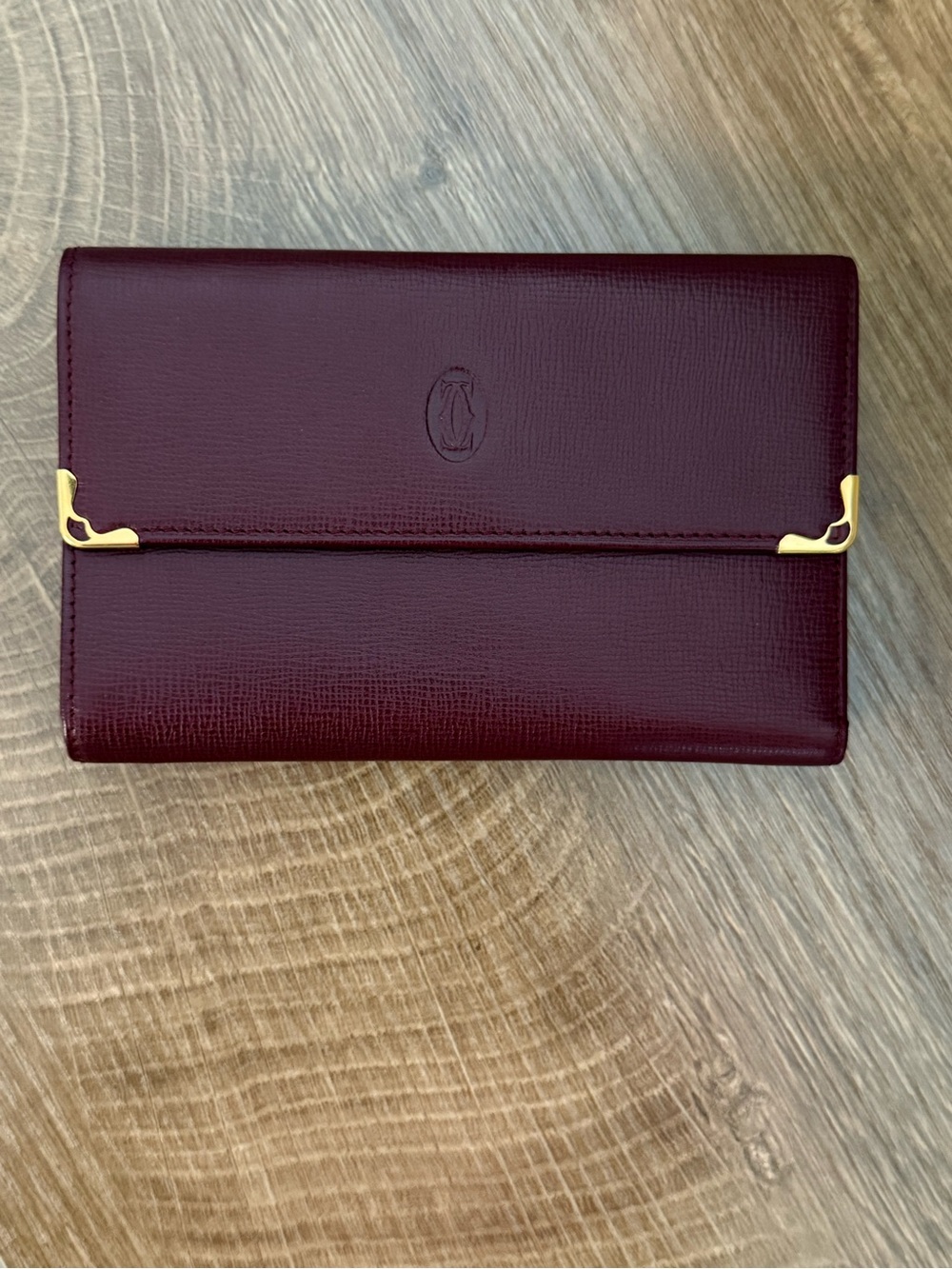 Vintage Cartier Must de Cartier Bordeaux Trifold Kiss-Lock Wallet
